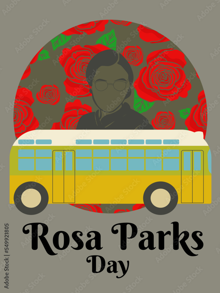 Rosa Parks Day, idea for vertical design poster, banner, flyer or