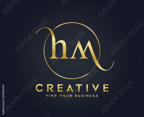 Letter H M Cursive Business logo