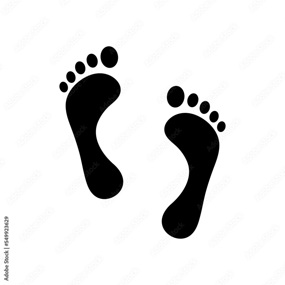 Footprints on white background, foot step vector symbol Footprints on white background, foot step vector symbol