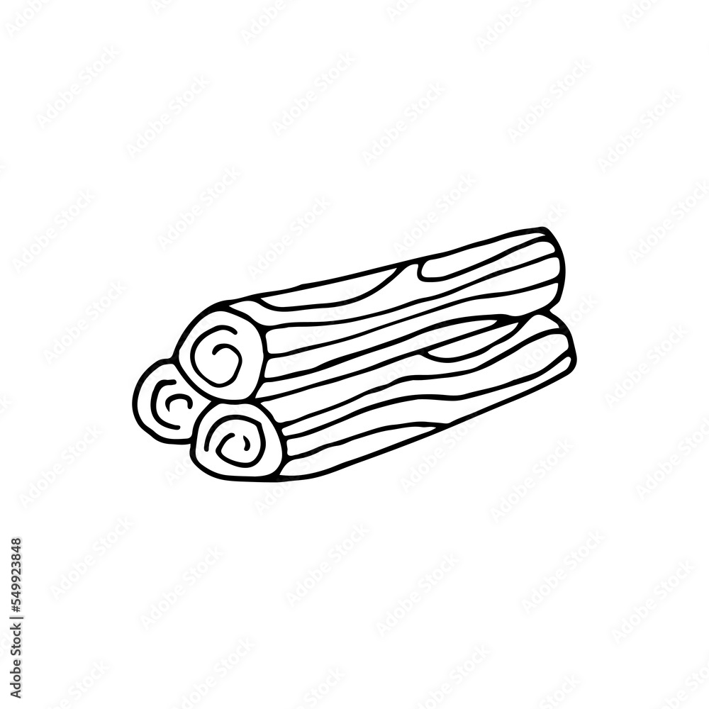 Firewood for a fire. Camping, tourism, travel. Logs with bark texture. Doodle. Vector illustration . Hand drawn. Outline. Firewood for a fire. Camping, tourism, travel. Logs with bark texture. Doodle. Vector illustration . Hand drawn. Outline.