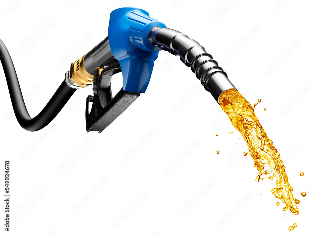 Gasoline gushing out from pump - obrazy, fototapety, plakaty 