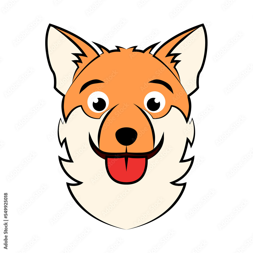 color image of corgi puppy dog head. Good use for symbol, mascot, icon, avatar, tattoo, T Shirt design, logo or any design