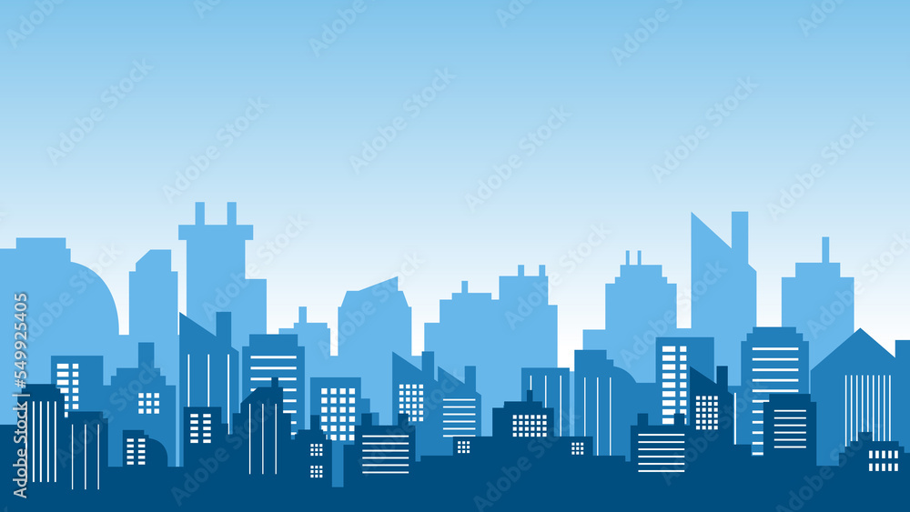 Illustration of the morning city on the top of the building