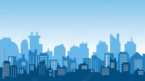 Illustration of the morning city on the top of the building © City