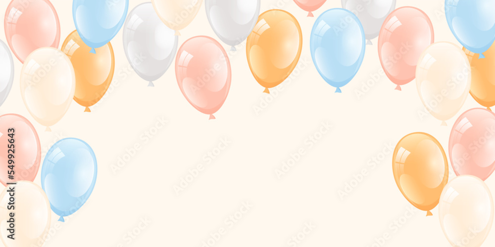 Balloons isolated on white background for party, holiday, birthday, promotion card, poster. Vector illustration.