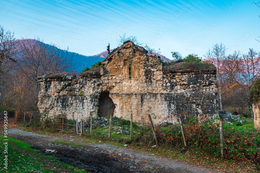 Ruins of the ancient Albanian complex of seven churches date back to the 4th-5th century. Gakh region of Azerbaijan