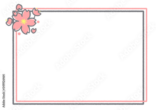 可愛い桜の飾りの付いたシンプルなフレーム