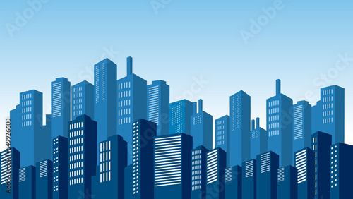 Illustration background urban in the morning with many building