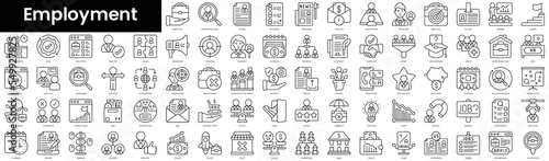 Set of outline employment icons. Minimalist thin linear web icon set. vector illustration.