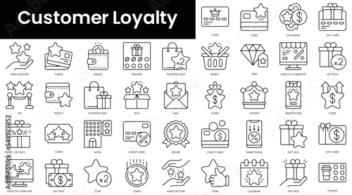 Set of outline customer loyalty icons. Minimalist thin linear web icon set. vector illustration.