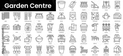 Set of outline garden centre icons. Minimalist thin linear web icon set. vector illustration.