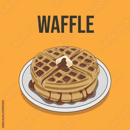 Vector illustration of Waffles, dessert, baked food, bakery