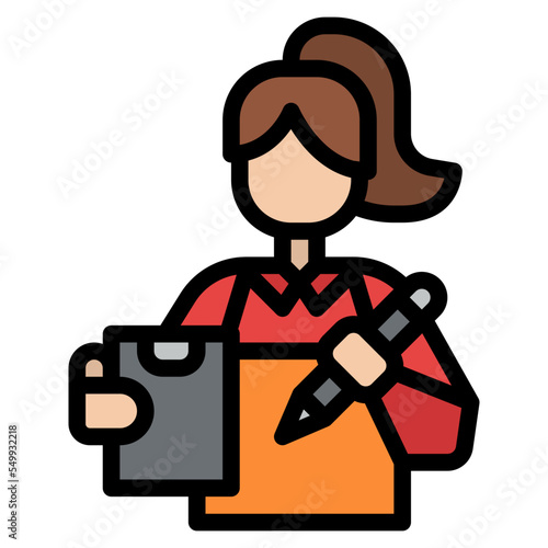 order receiver girl waitress icon