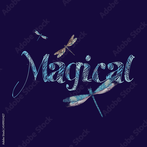 Magical abstract lettering,Graphic design print t-shirts fashion,vector,poster,card,illustration. 