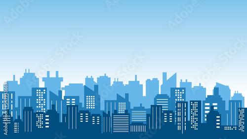 Gradation of blue and white sky from the silhouette of a city