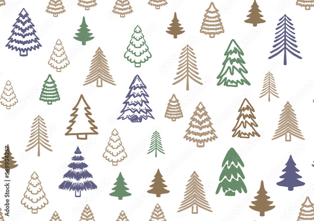 Christmas tree set, Hand drawn illustrations.
Christmas tree set, Hand drawn illustrations.