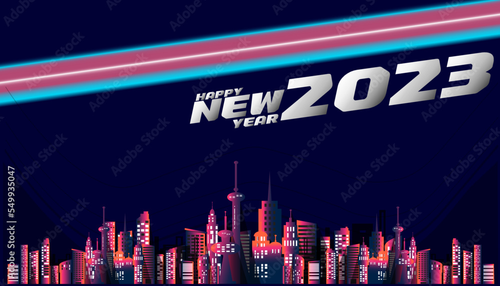 Happy new year  2023 text background Vector illustration Creative illustration banners, 