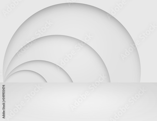 Fototapeta Naklejka Na Ścianę i Meble -  3D rendering of an empty white room with abstract background. For product showcase, showroom, advertising background or promotion