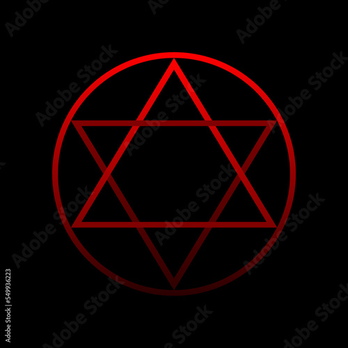 Red star of david or star of israel on black background flat vector icon design.