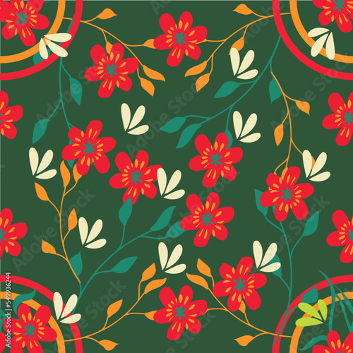 Beautiful pattern with flowers and leaf.Floral vector illustration. 