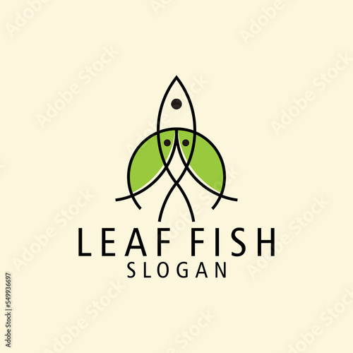 fish leaf logo icon,template,flet