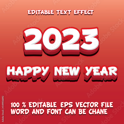 happy new year 2023 text effect editable vector file eps red white 3d chili sauce caption text