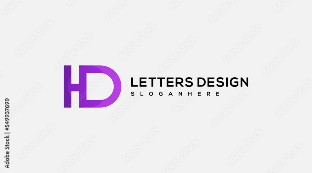 Alphabet letters Initials Monogram logo HD, DH, H and D