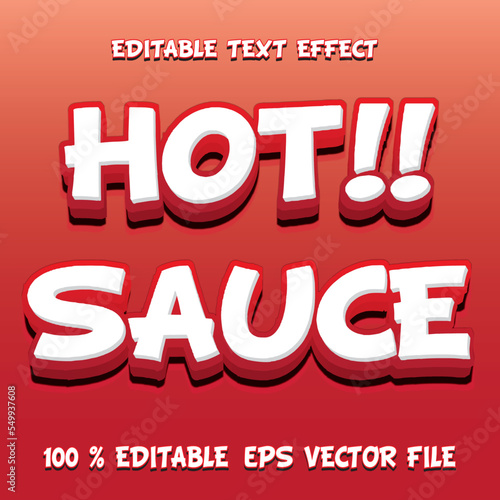 text effect editable vector file eps red white 3d chili sauce caption text