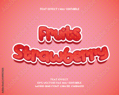 text effect editable vector eps file red strawberry fruit theme pink sweet girl