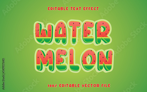 text effect editable vector eps file theme fruit watermelon red pink sweet girl children