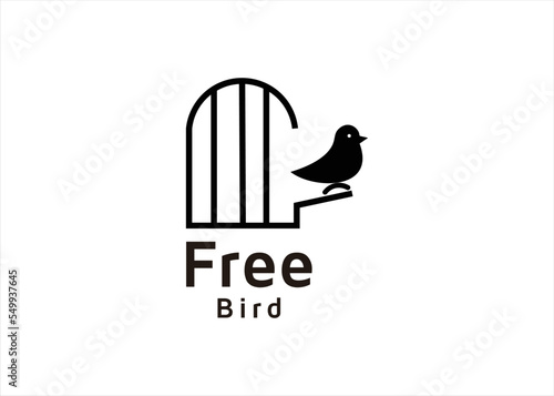 free bird logo design cage