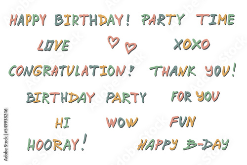 Hand drawn colorful lettering. Cute celebrate doodle. Holiday clipart