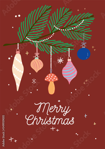 christmas card with christmas balls