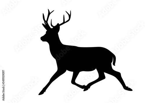 Silhouette of deer in running position. vector illustrations