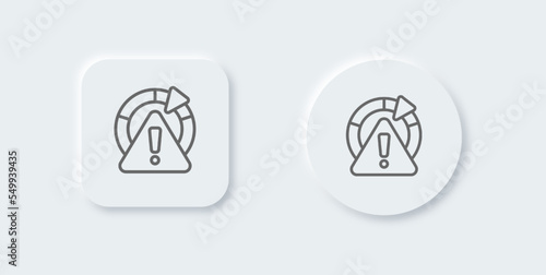 Risk line icon in neomorphic design style. Exclamation signs vector illustration.