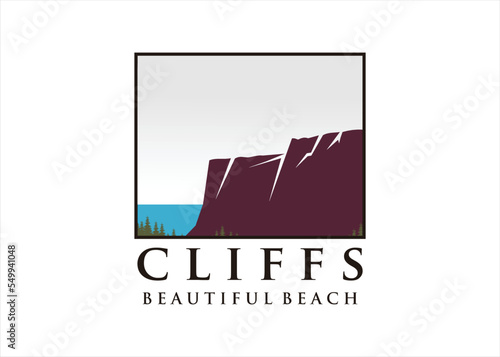 cliffs beautiful beach sea logo design