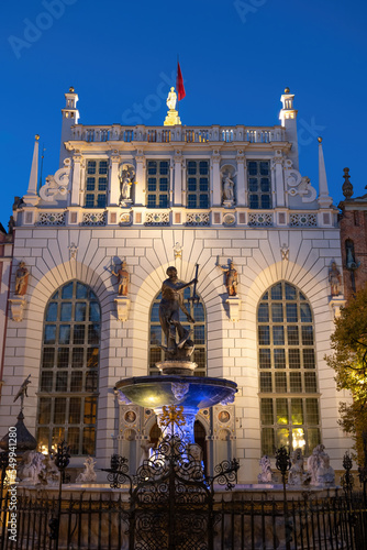 Neptune Fountain And Artus Court In Gdansk, Poland photo