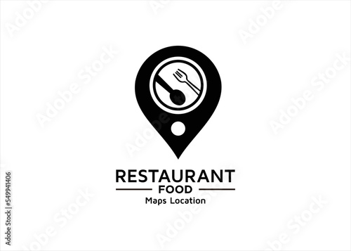 restaurant food maps location pin point logo design icon