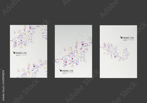 Cover brochure with geometric connect shapes. Document concept. Modern minimal style. Business card. Vector abstract presentation concept. Minimal poster template