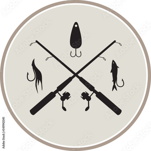 fishing icon stuff in doodle style