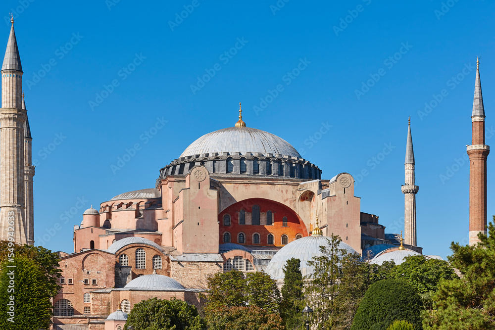 Sofia mosque. Istanbul building landmark. Ancient byzantine temple. Turkey