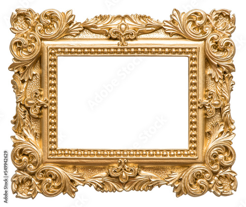 Photographie PNG Golden picture frame baroque style transparent background