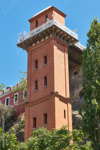 Historical building elevator. Izmir, Esmirna city. Turkish heritage photo