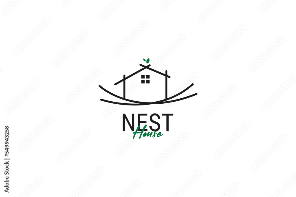 Flat nest home logo design vector template illustration