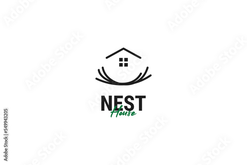 Flat nest home logo design vector template illustration