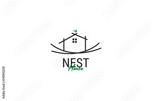Flat nest home logo design vector template illustration