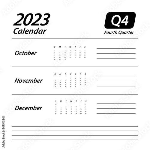 Q4 Fourth Quarter of 2023 Calendar
