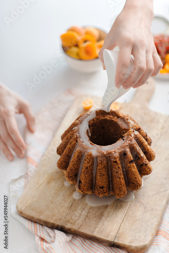 Delicious cupcake with berries decorated with cream. High quality photo