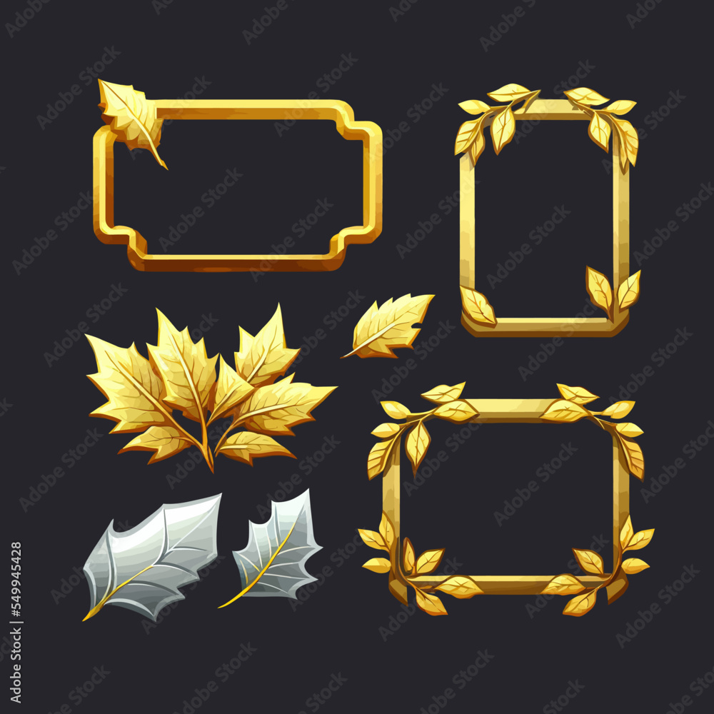 Empty rectangle frames in medieval style for game ui design. A ...