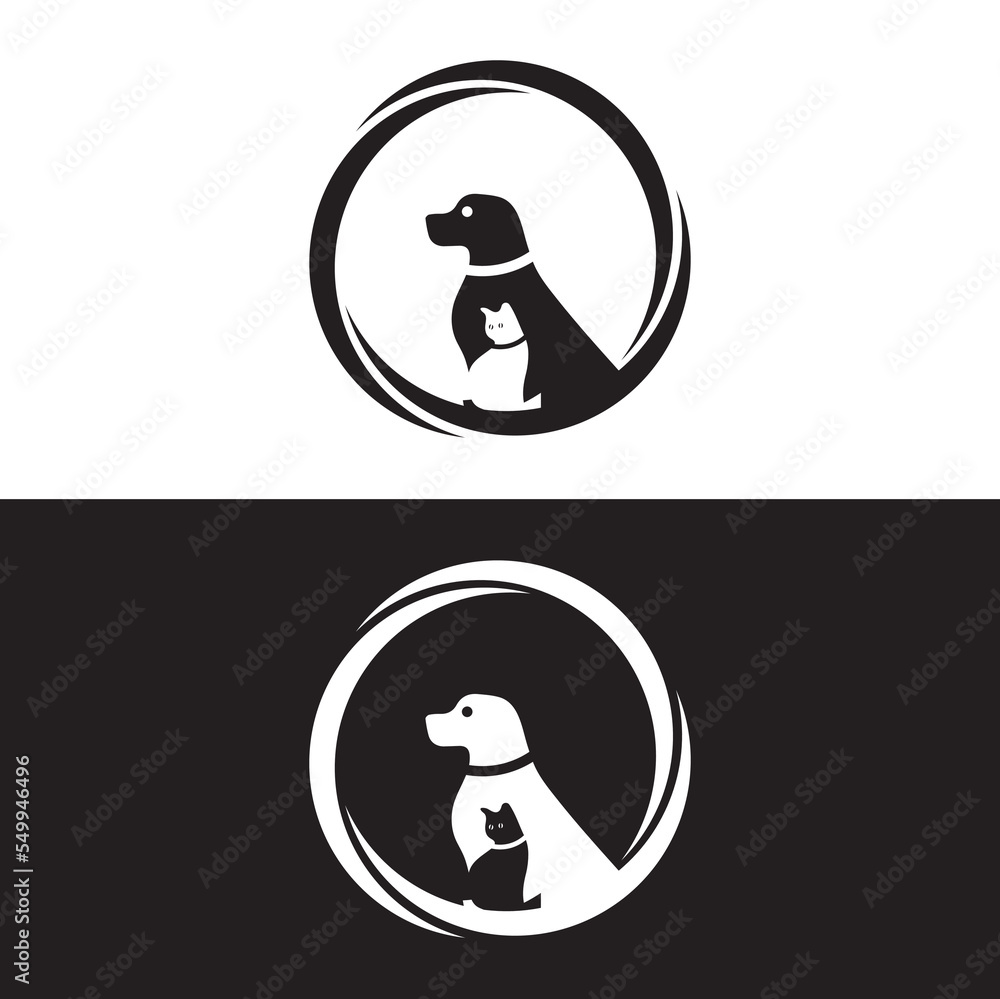 Circle dog and cat animal logo . icon logo silhouette logo 